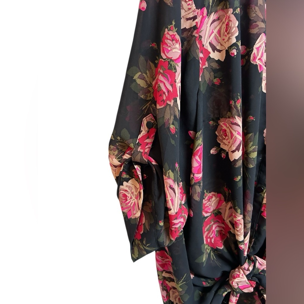Torrid Betsey Johnson Black Floral Sheer Chiffon Tunic Size 3X - Picture 5 of 9